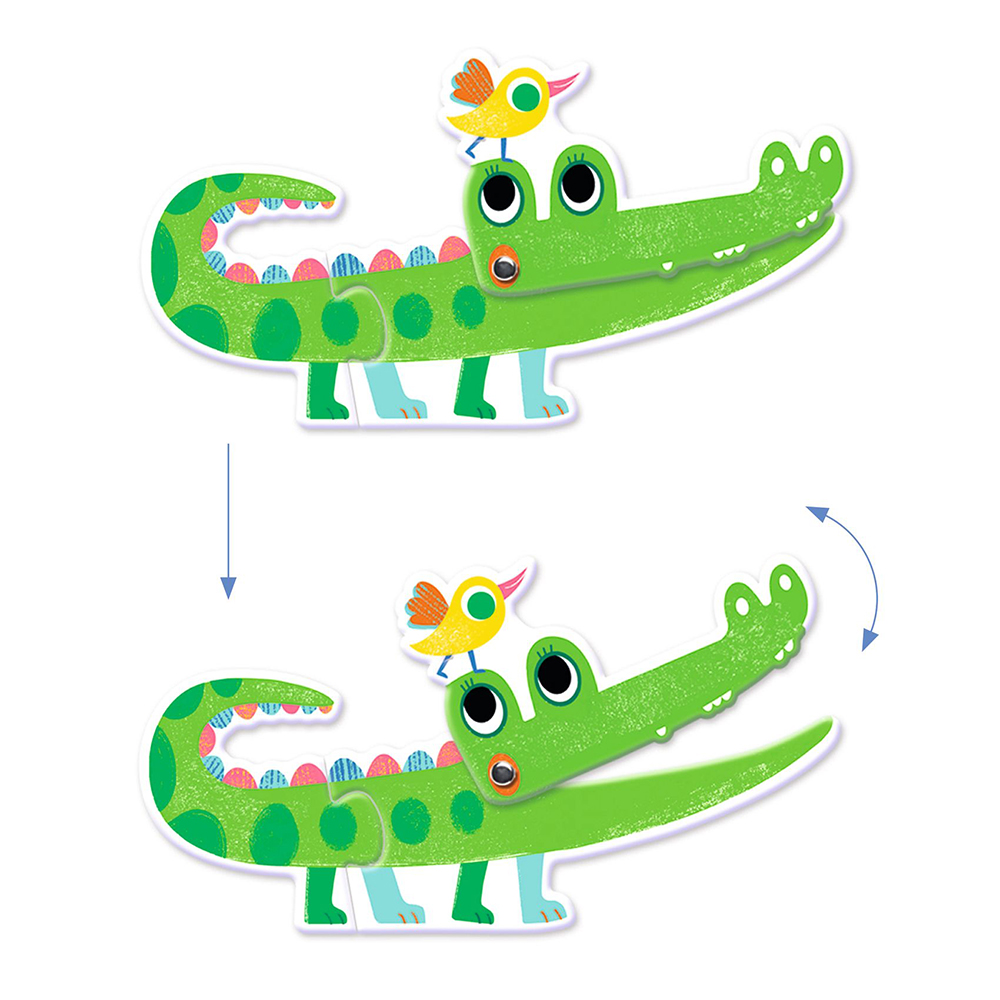 Djeco DUO 6 Παζλ με 2 κομμάτια και κίνηση "Ζωάκια Ζούγκλας"